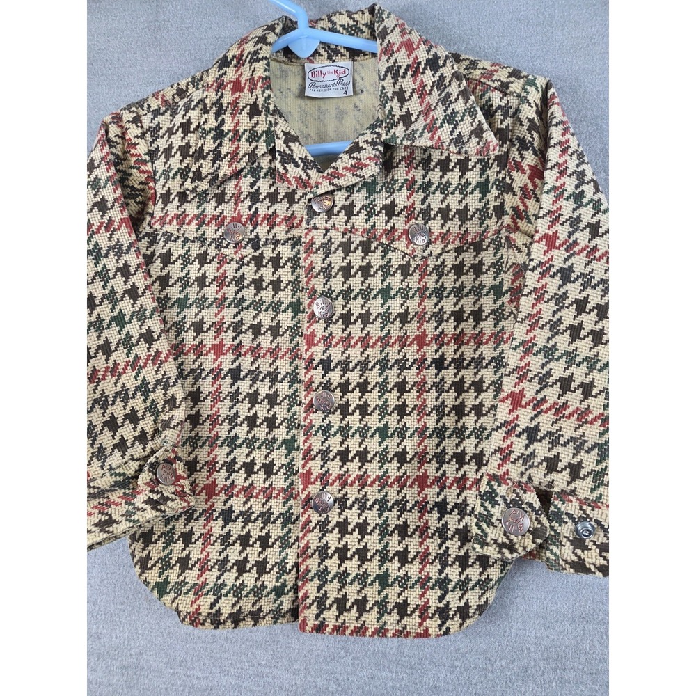 BILLY THE KID Boys 4T Shirt Western Style Houndstooth Vintage 1960s Retro